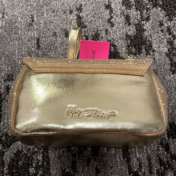 Betsey Johnson gold rhinestone crossbody purse - Picture 7 of 9